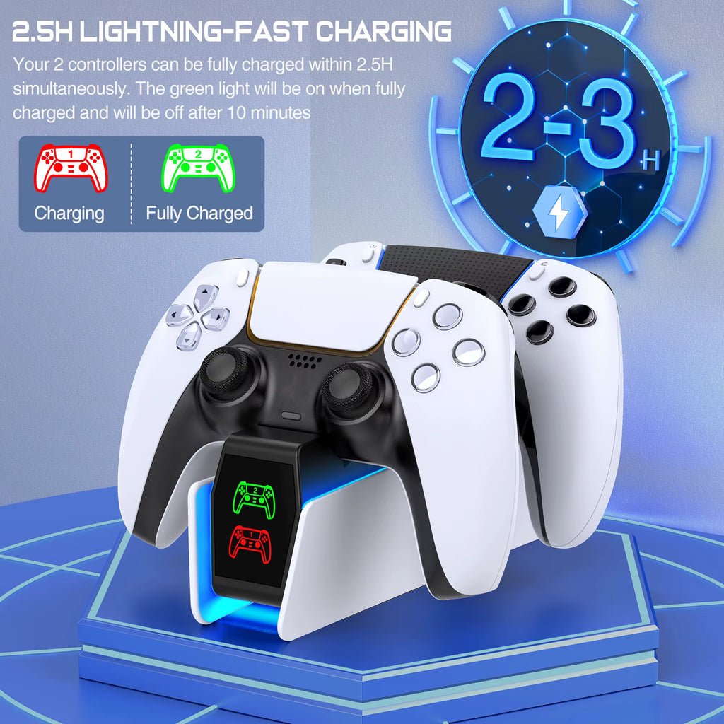 RGB Controller Charging Station for PS5 Dual Fast Charger RGB Indicator Charging Stand Docking Station for PS5 Gamepad
